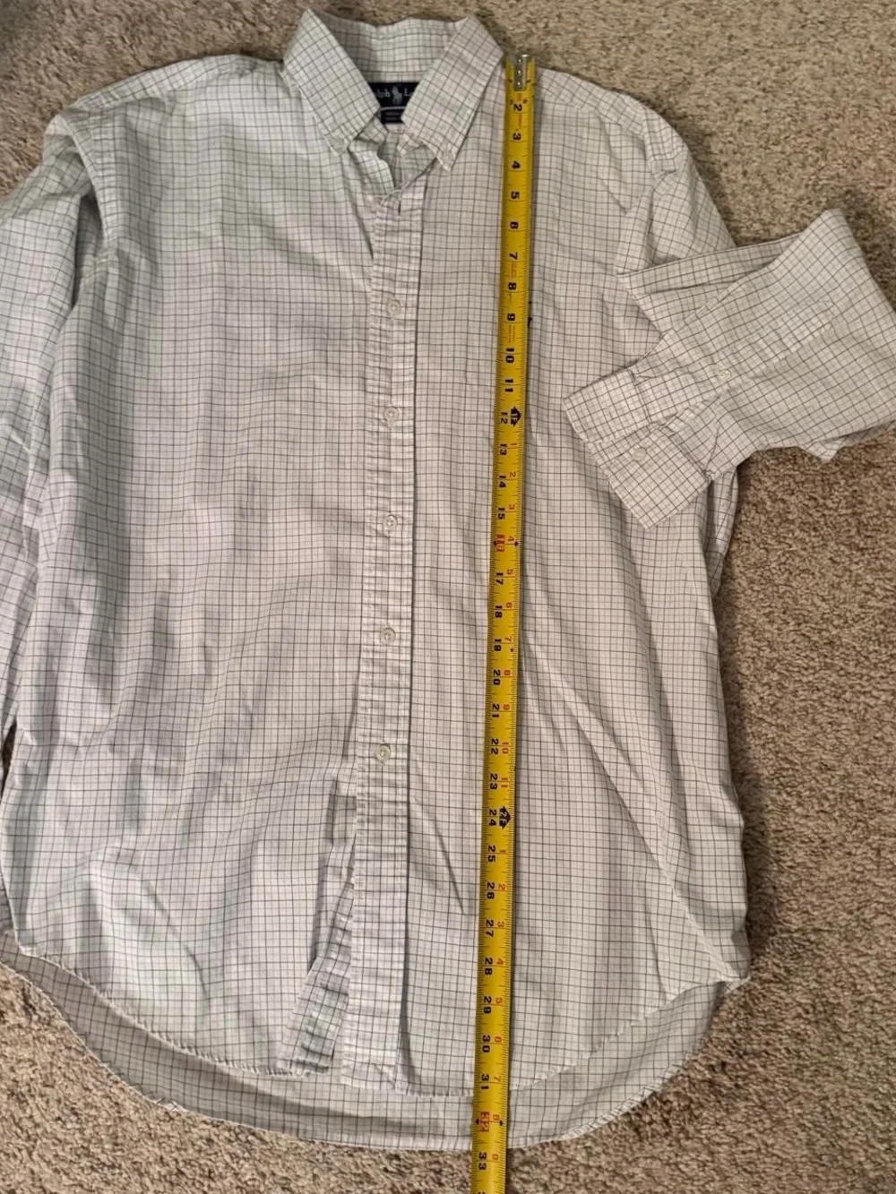 Polo by Ralph Lauren White Button-Down Shirt with Navy Windowpane